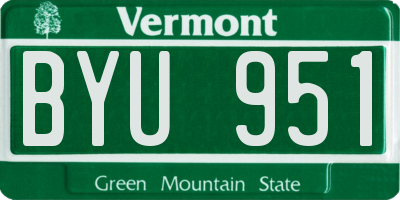 VT license plate BYU951