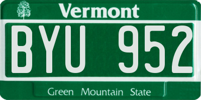 VT license plate BYU952