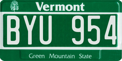 VT license plate BYU954