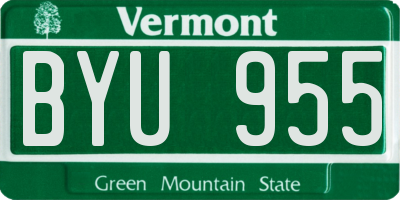 VT license plate BYU955