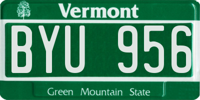 VT license plate BYU956