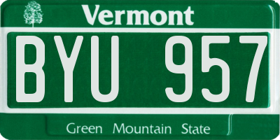 VT license plate BYU957