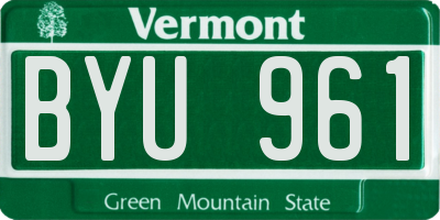 VT license plate BYU961