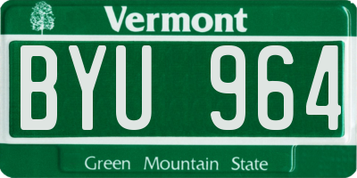 VT license plate BYU964
