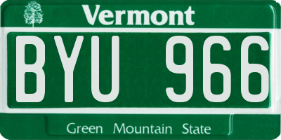 VT license plate BYU966