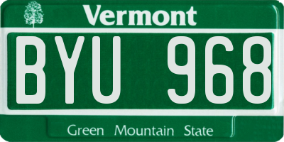 VT license plate BYU968