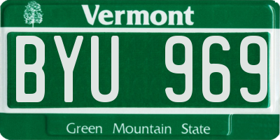 VT license plate BYU969