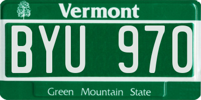 VT license plate BYU970