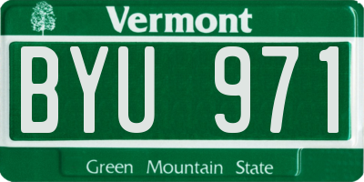 VT license plate BYU971