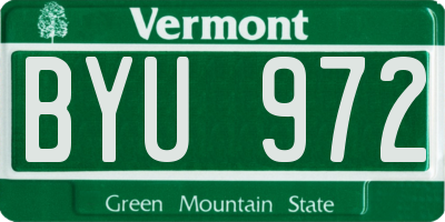 VT license plate BYU972