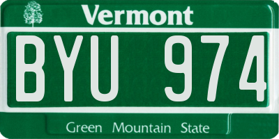 VT license plate BYU974
