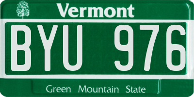 VT license plate BYU976