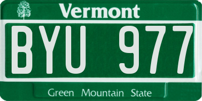 VT license plate BYU977