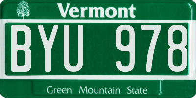 VT license plate BYU978