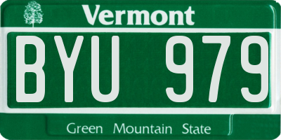 VT license plate BYU979