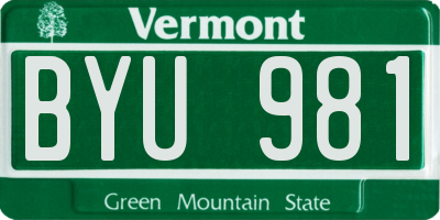 VT license plate BYU981
