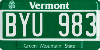 VT license plate BYU983
