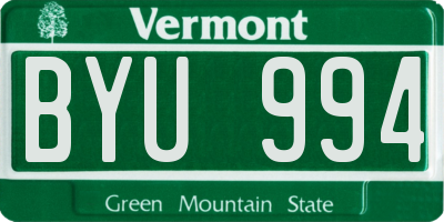 VT license plate BYU994