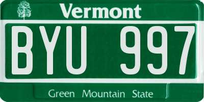 VT license plate BYU997