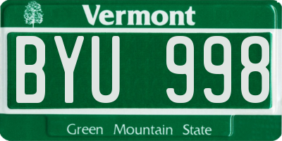 VT license plate BYU998