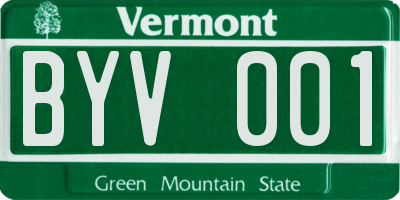 VT license plate BYV001