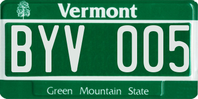 VT license plate BYV005