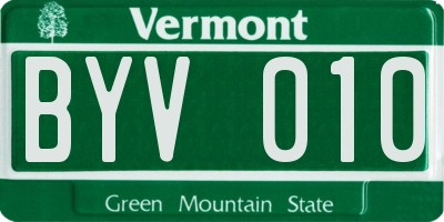 VT license plate BYV010