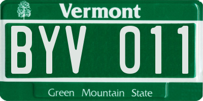 VT license plate BYV011