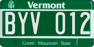 VT license plate BYV012