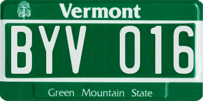 VT license plate BYV016