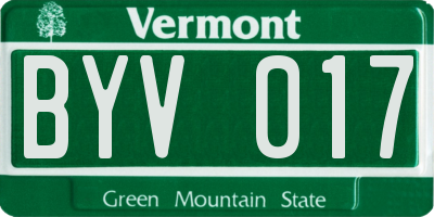 VT license plate BYV017