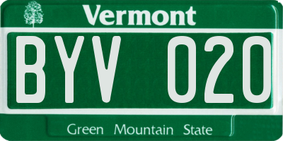 VT license plate BYV020
