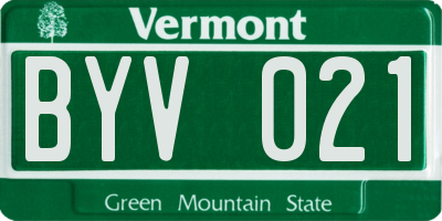VT license plate BYV021