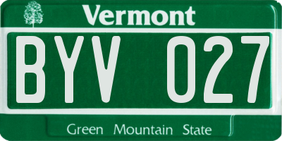 VT license plate BYV027