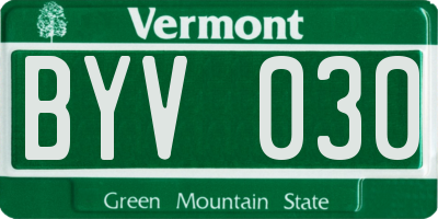 VT license plate BYV030