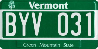 VT license plate BYV031