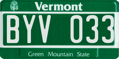 VT license plate BYV033