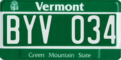 VT license plate BYV034