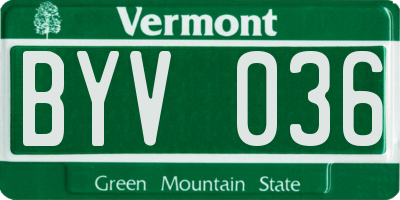 VT license plate BYV036