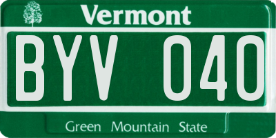 VT license plate BYV040