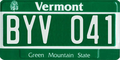 VT license plate BYV041
