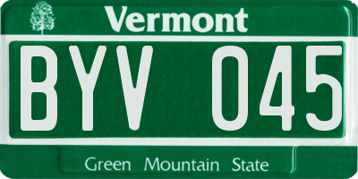 VT license plate BYV045