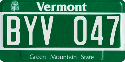 VT license plate BYV047
