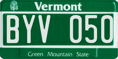 VT license plate BYV050