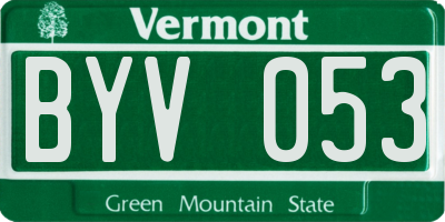 VT license plate BYV053