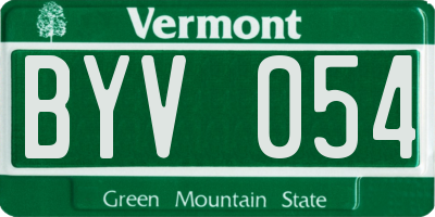 VT license plate BYV054