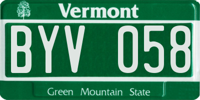 VT license plate BYV058