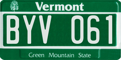 VT license plate BYV061