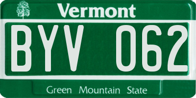VT license plate BYV062