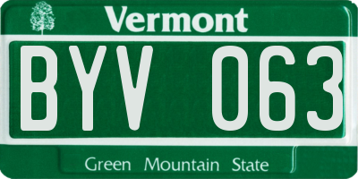 VT license plate BYV063